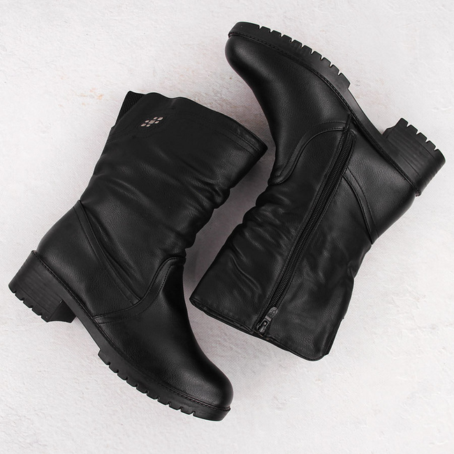 Botki damskie ocieplane wysokie czarne Filo Donna Z24-43