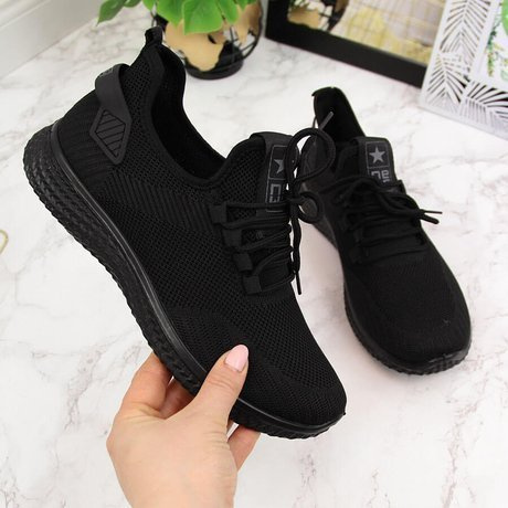 Buty sportowe wsuwane siatkowe lekkie czarne News 3634