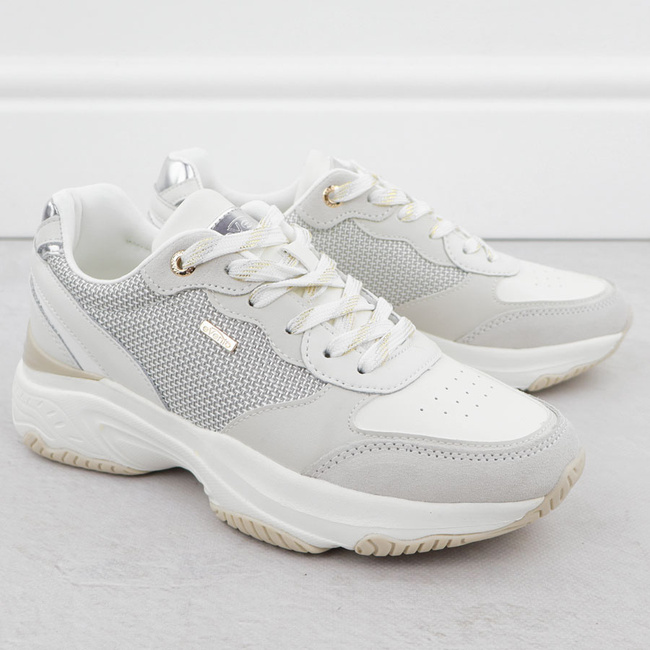 Skórzane sneakersy damskie białe eVento 8238