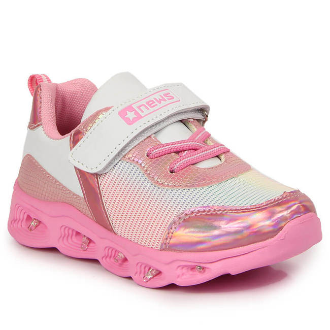 Buty sportowe dziewczęce świecąca podeszwa różowe NEWS