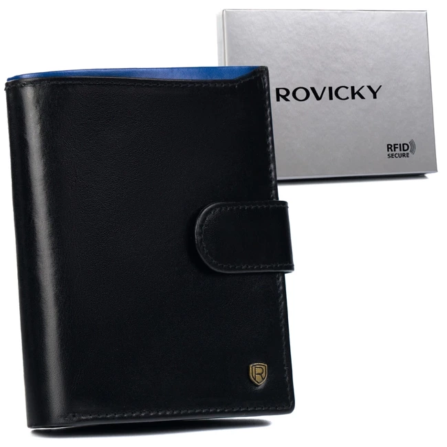 Portfel męski skórzany RFID czarny Rovicky N4L-RVT-6900